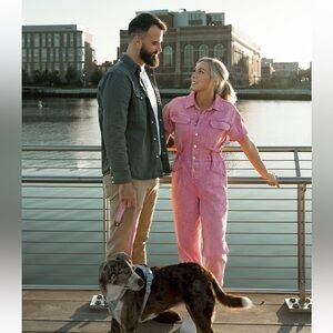 Amazing pink denim jumpsuit